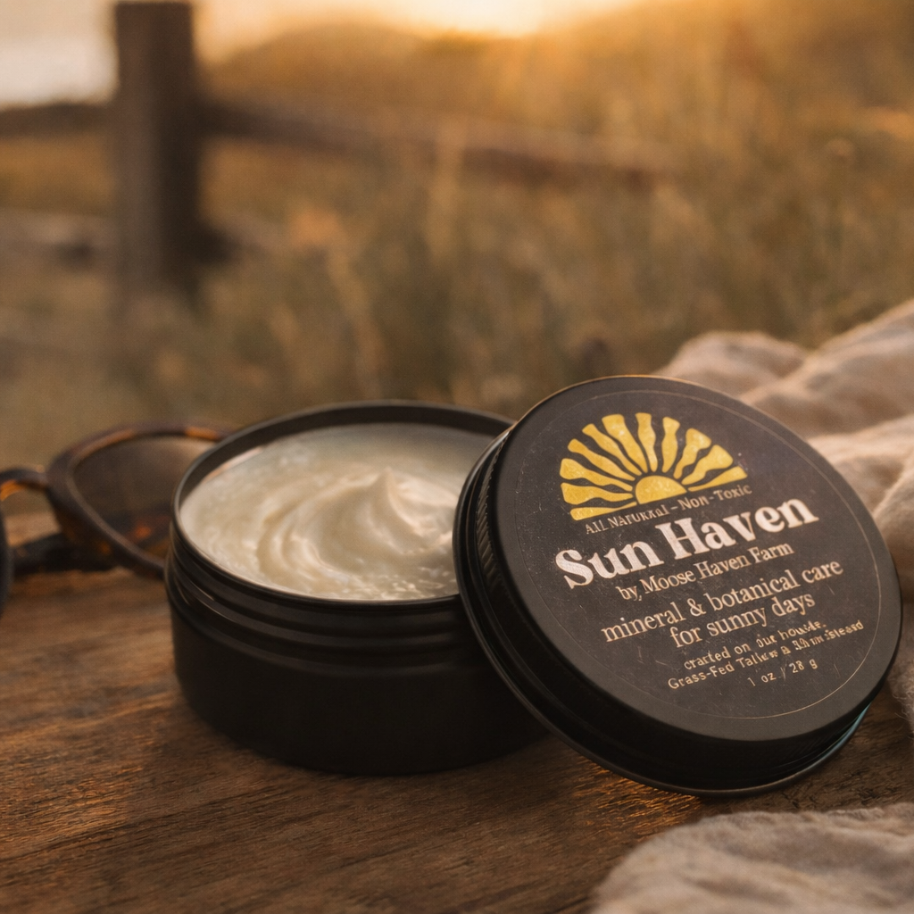 Sun Haven Mineral & Botanical Care for Sunny Days - Natural Protection | Non-Nano Zinc, Grass-Fed Tallow, Shea Butter & Botanicals | Reef-Safe, Non-Toxic, Family Friendly (1 oz)