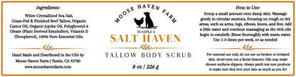 Salt Haven tallow body scrub label
