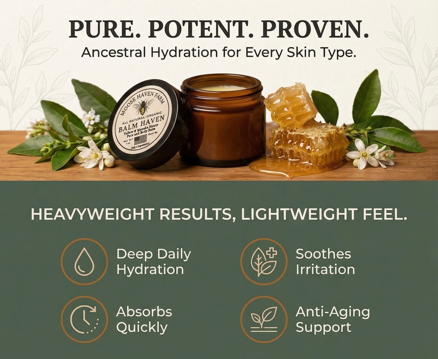 Balm Haven – 100% Grass-Fed Tallow and Manuka Honey Balm | All-Natural, Non-Toxic Moisturizer for Face, Body & Hands | Deeply Hydrating, Anti-Aging, and Soothing Skincare | Made in Small Batches