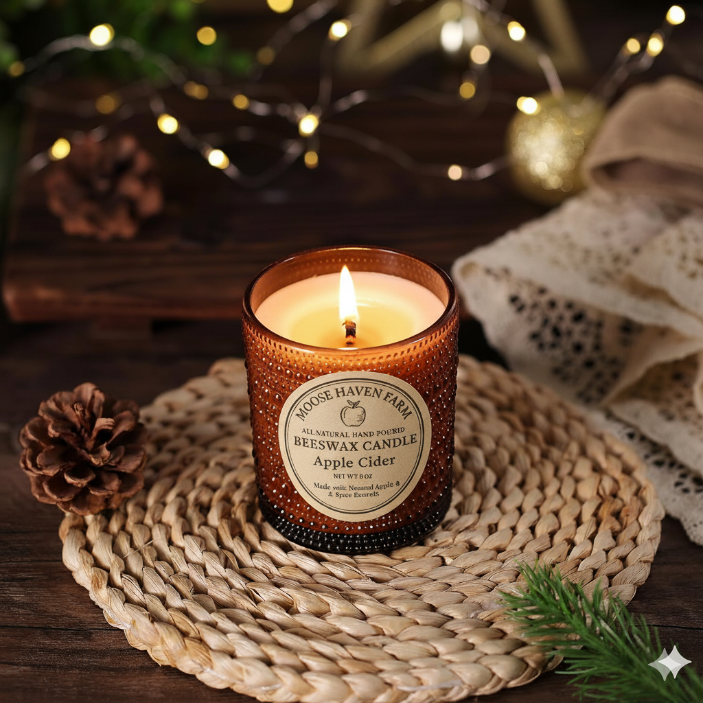 Apple Cider Pure Beeswax Candle