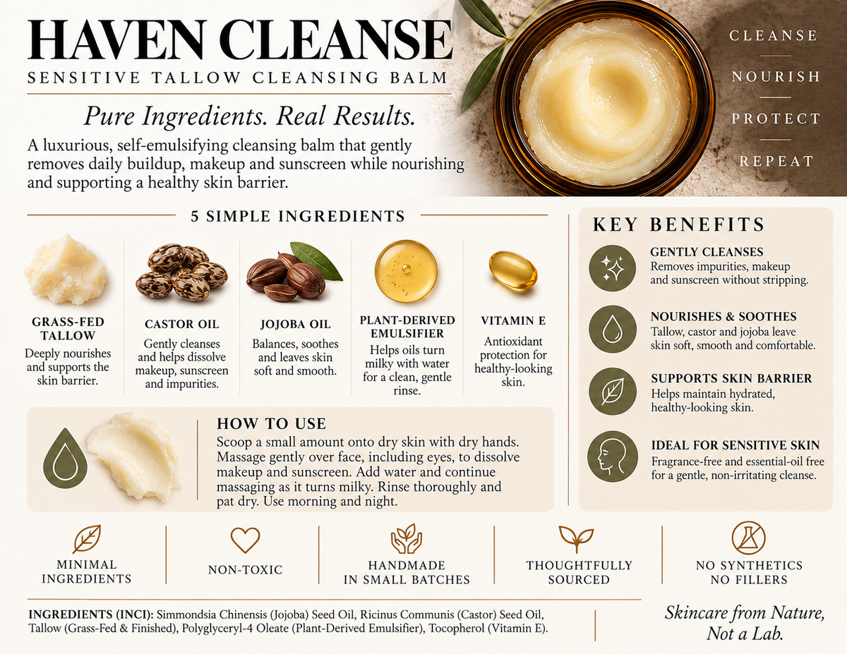 HAVEN CLEANSE Sensitive Tallow Facial Cleansing Balm
