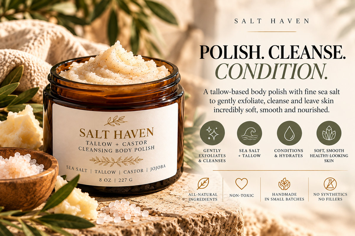 SALT HAVEN Tallow + Castor Cleansing Body Scrub