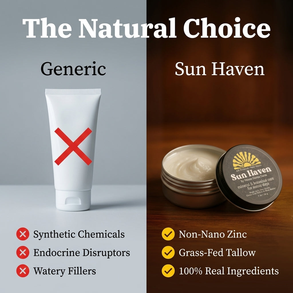 Sun Haven Mineral & Botanical Care for Sunny Days - Natural Protection | Non-Nano Zinc, Grass-Fed Tallow, Shea Butter & Botanicals | Reef-Safe, Non-Toxic, Family Friendly (1 oz)