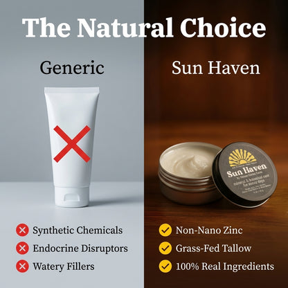 Sun Haven Mineral & Botanical Care for Sunny Days - Natural Protection | Non-Nano Zinc, Grass-Fed Tallow, Shea Butter & Botanicals | Reef-Safe, Non-Toxic, Family Friendly (1 oz)
