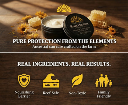 Sun Haven Mineral & Botanical Care for Sunny Days - Natural Protection | Non-Nano Zinc, Grass-Fed Tallow, Shea Butter & Botanicals | Reef-Safe, Non-Toxic, Family Friendly (1 oz)