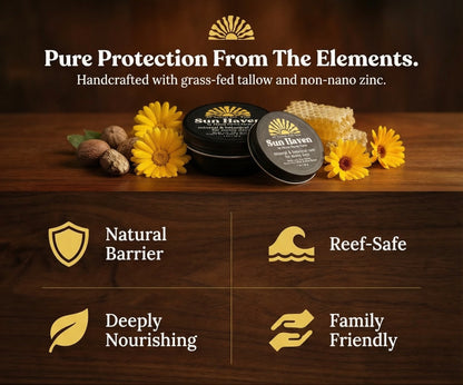 Sun Haven Mineral & Botanical Care for Sunny Days - Natural Protection | Non-Nano Zinc, Grass-Fed Tallow, Shea Butter & Botanicals | Reef-Safe, Non-Toxic, Family Friendly (1 oz)