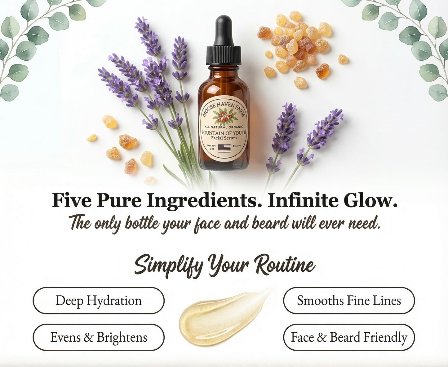 Fountain of Youth Serum – 100% Pure Face & Beard Oil | Anti-Aging, Hydrating & Restorative | Frankincense, Lavender, Castor & Jojoba Oils + Vitamin E | Non-Toxic, All-Natural Skincare
