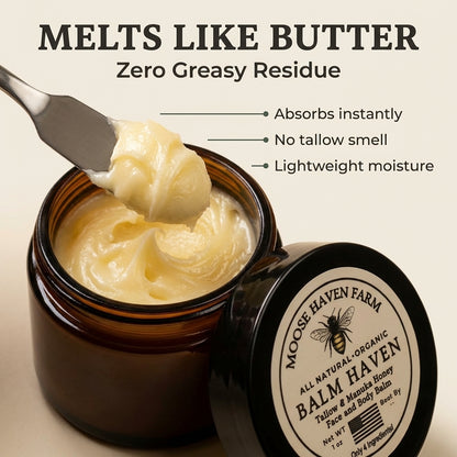 Balm Haven – 100% Grass-Fed Tallow and Manuka Honey Balm | All-Natural, Non-Toxic Moisturizer for Face, Body & Hands | Deeply Hydrating, Anti-Aging, and Soothing Skincare | Made in Small Batches