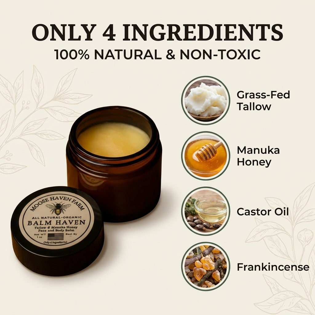 Balm Haven – 100% Grass-Fed Tallow and Manuka Honey Balm | All-Natural, Non-Toxic Moisturizer for Face, Body & Hands | Deeply Hydrating, Anti-Aging, and Soothing Skincare | Made in Small Batches