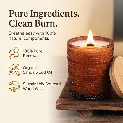 Sandalwood Pure Beeswax Candle