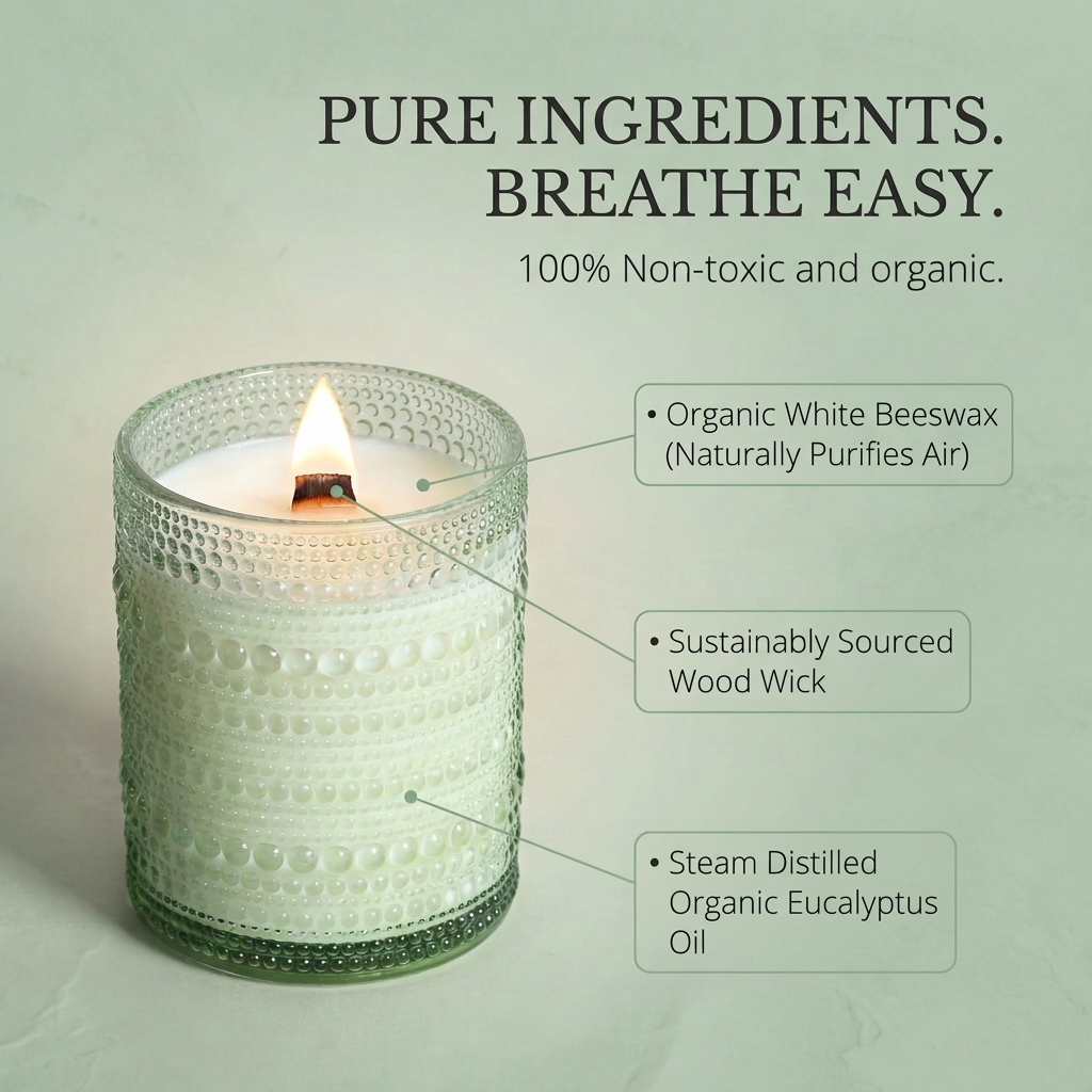 Eucalyptus Pure Beeswax Candle