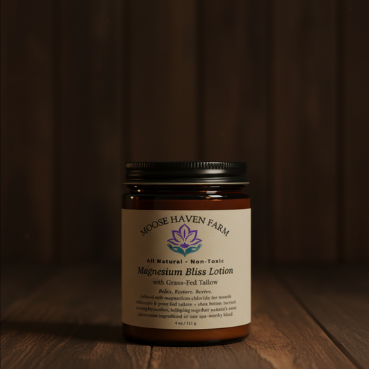 Magnesium Bliss Lotion – Relaxation & Deep Hydration | Grass-Fed Tallow, Shea Butter, Magnesium Chloride, and Essential Oils | Non-Toxic, Small-Batch, Natural Skincare (4 oz)