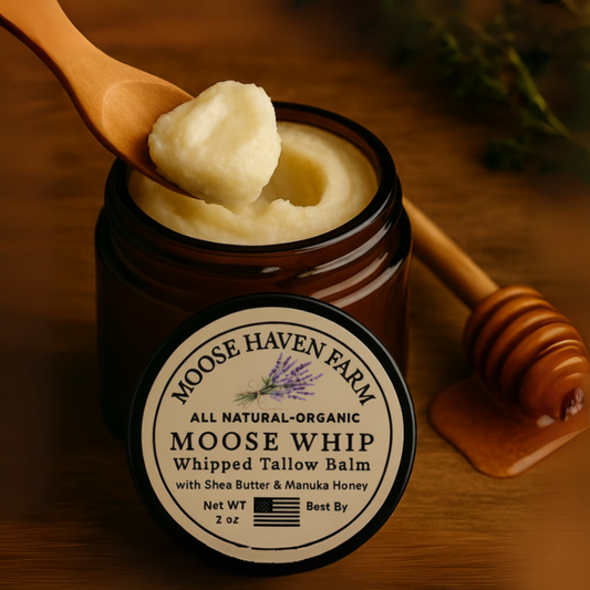Moose Whip Whipped Tallow Balm – Grass-Fed & Finished Tallow Moisturizer for Face & Body – All-Natural, Non-Toxic Hydration for Sensitive, Dry, or Mature Skin – 2oz