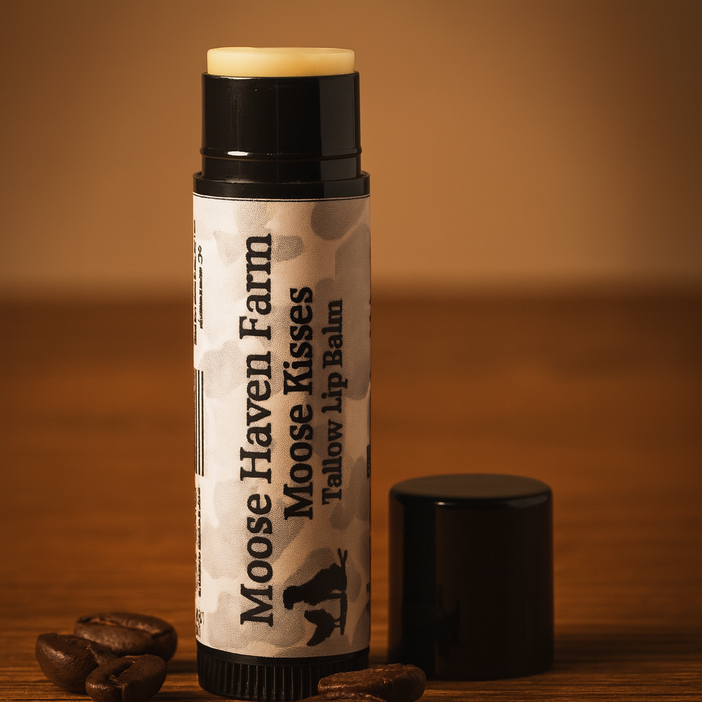 Moose Kisses Tallow Lip Balm – All-Natural Moisturizing Lip Care | Grass-Fed Tallow, Organic Beeswax | Nourishing, Non-Toxic, Chemical-Free Lip Balm (0.3 oz)