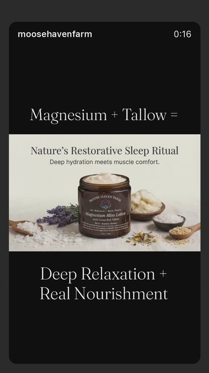 Magnesium Bliss Lotion – Relaxation & Deep Hydration | Grass-Fed Tallow, Shea Butter, Magnesium Chloride, and Essential Oils | Non-Toxic, Small-Batch, Natural Skincare (4 oz)